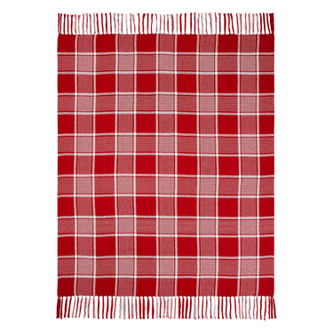 Eston Red White Plaid Woven Throw 50